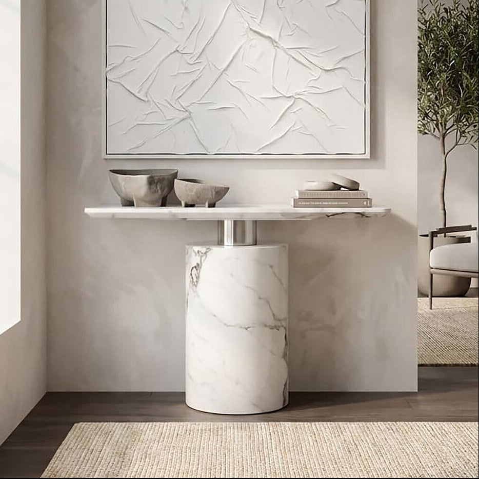 Sesto White Marble Console Table