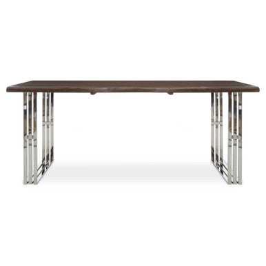 Hampstead Acacia Wood and Silver Finish Rectangular Dining Table