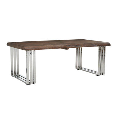 Hampstead Acacia Wood and Silver Finish Coffee Table