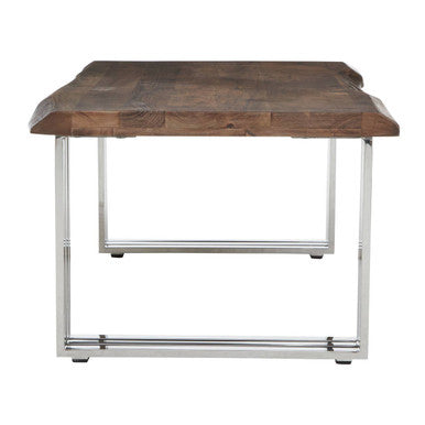 Hampstead Acacia Wood and Silver Finish Coffee Table