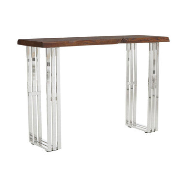 Hampstead Acacia Wood and Silver Finish Console Table