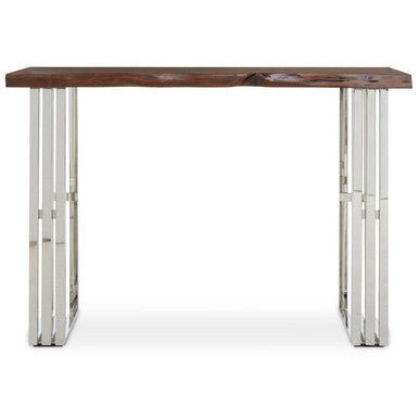 Hampstead Acacia Wood and Silver Finish Console Table