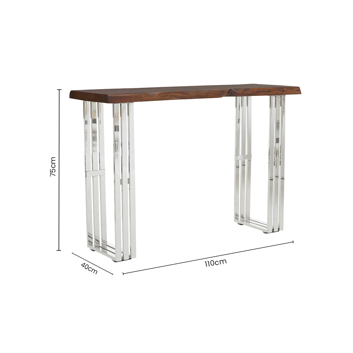 Hampstead Acacia Wood and Silver Finish Console Table