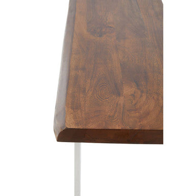 Hampstead Acacia Wood and Silver Finish Console Table