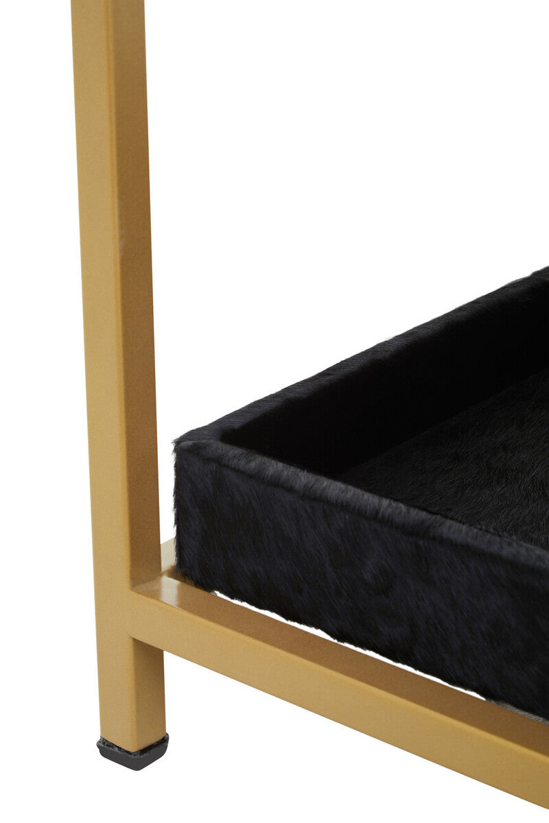 Kensington Townhouse Black Hair on Leather 1 Drawer Bedside Table