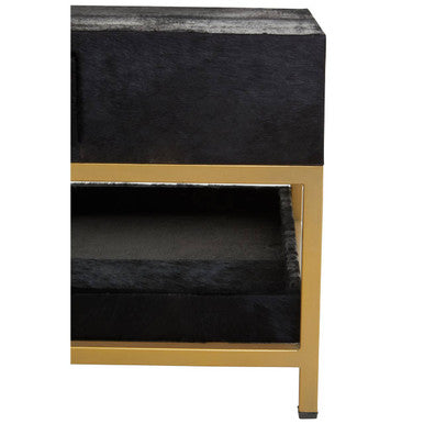 Kensington Townhouse Black Hair on Leather 2 Drawer Coffee Table