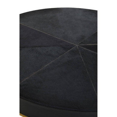 Kensington Townhouse Black Hair on Leather Side Table with Gold Frame