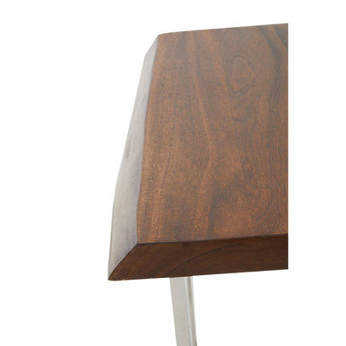 Hampstead Acacia Wood and Silver Finish Side Table