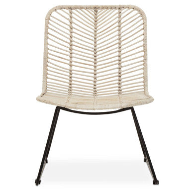 Java White Rattan Chair with Black Finish Legs
