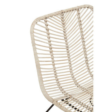 Java White Rattan Chair with Black Finish Legs