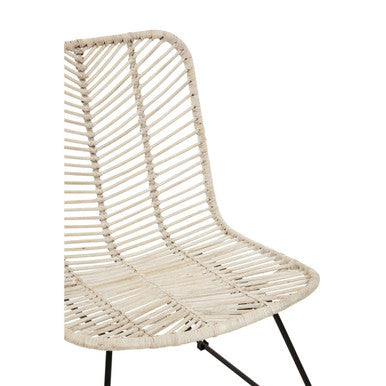 Java White Rattan Chair with Black Finish Legs