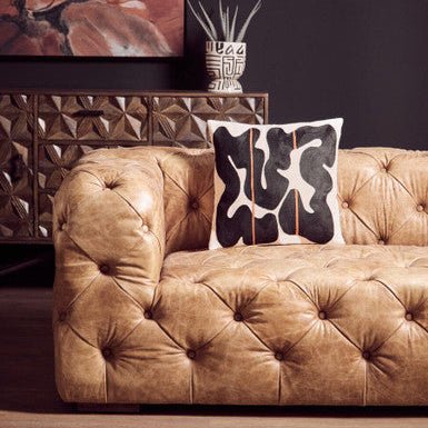 Hoxton Brown Leather 3 Seater Modern Chesterfield Sofa