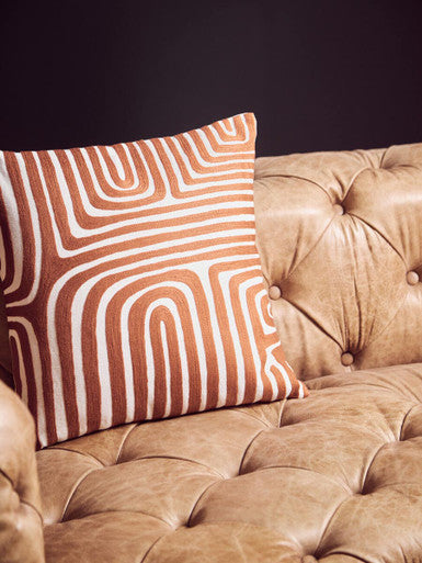 Hoxton Brown Leather 3 Seater Modern Chesterfield Sofa