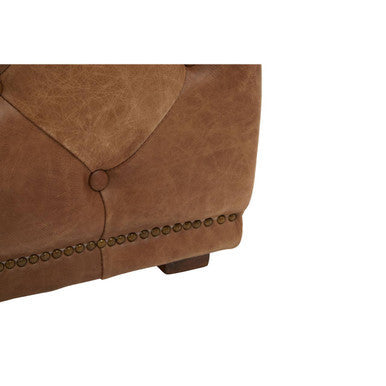 Hoxton Brown Leather Rectangular Chesterfield Ottoman