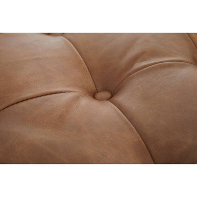 Hoxton Brown Leather Rectangular Chesterfield Ottoman