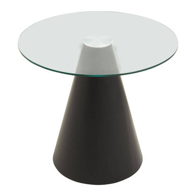 Clear Glass Round Dining Table with Black Finish Base