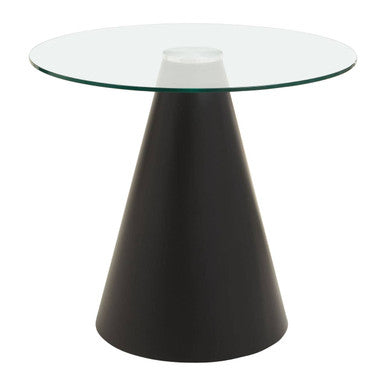 Clear Glass Round Dining Table with Black Finish Base
