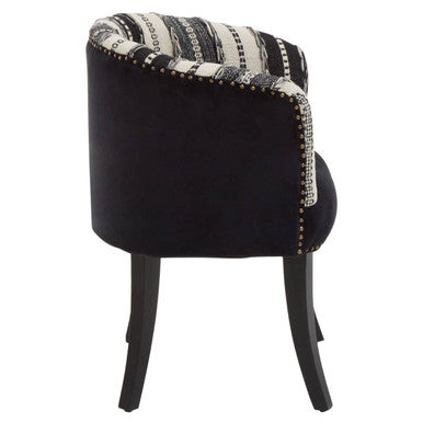 Cefena Black and White Chair with Stud Detail