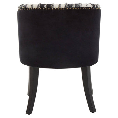 Cefena Black and White Chair with Stud Detail