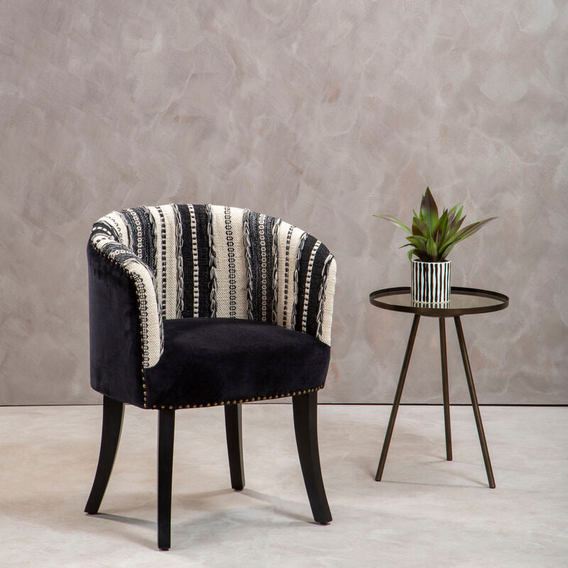 Cefena Black and White Chair with Stud Detail