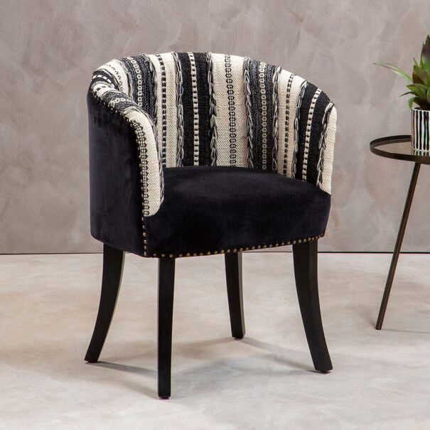 Cefena Black and White Chair with Stud Detail