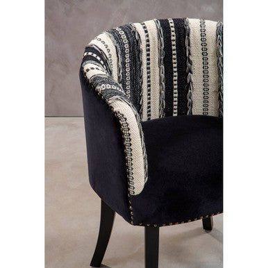 Cefena Black and White Chair with Stud Detail