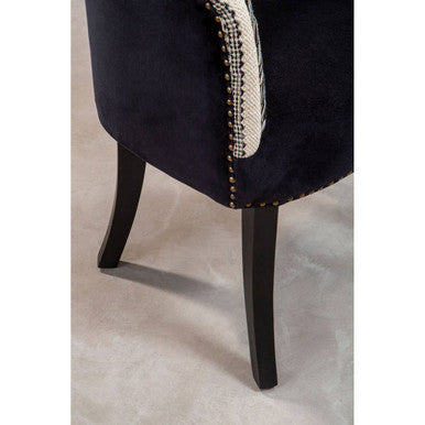 Cefena Black and White Chair with Stud Detail