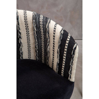 Cefena Black and White Chair with Stud Detail