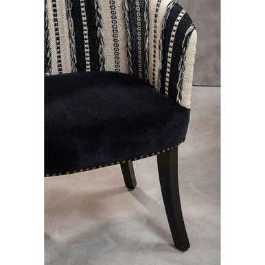 Cefena Black and White Chair with Stud Detail