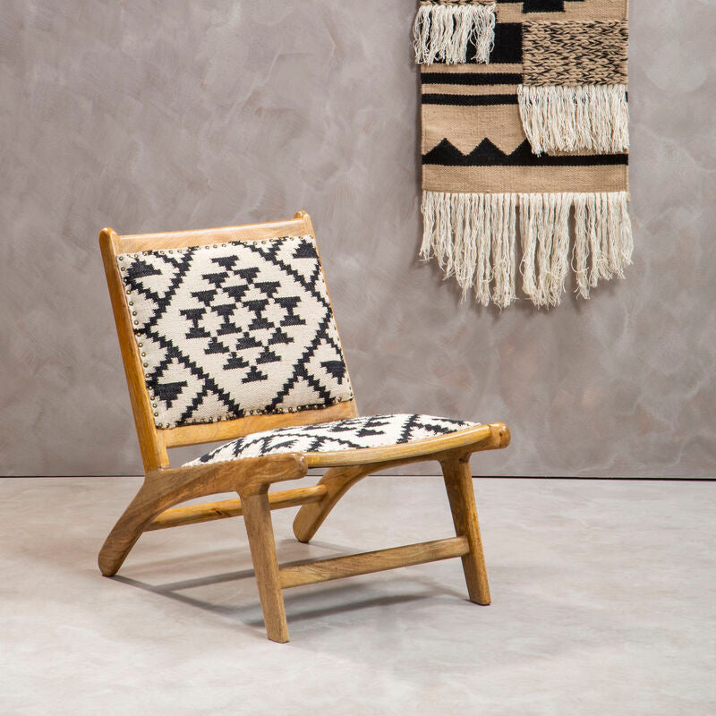 Cefena Black and White Berber Style Lounge Chair