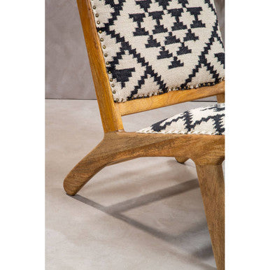 Cefena Black and White Berber Style Lounge Chair