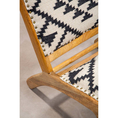 Cefena Black and White Berber Style Lounge Chair