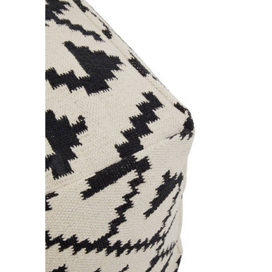 Cefena White Textured Fabric Pouffe with Padded Seat