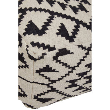 Cefena White Textured Fabric Pouffe with Padded Seat