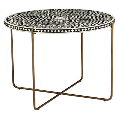 Fusion Black and White Bone Inlay Round Coffee Table