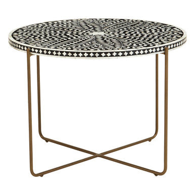 Fusion Black and White Bone Inlay Round Coffee Table