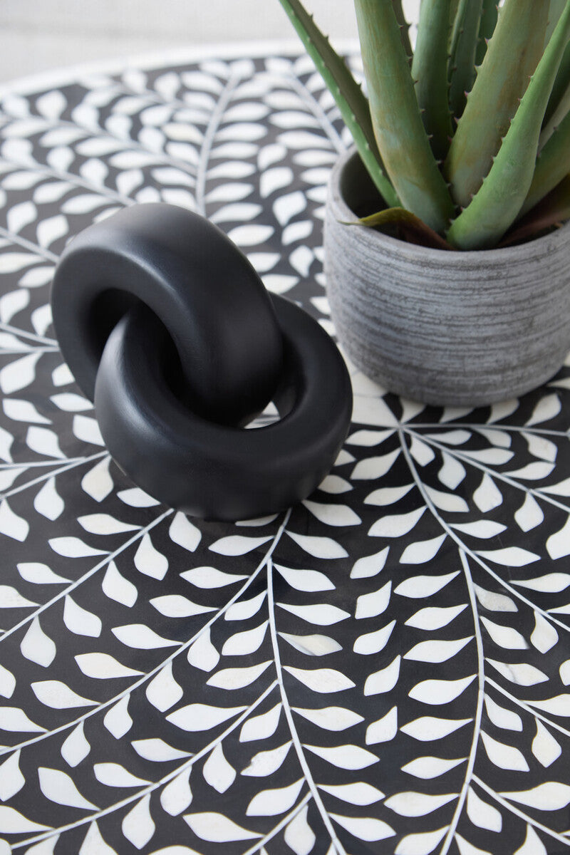 Fusion Black and White Bone Inlay Round Coffee Table