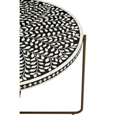 Fusion Black and White Bone Inlay Round Coffee Table