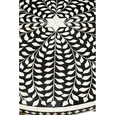 Fusion Black and White Bone Inlay Round Coffee Table