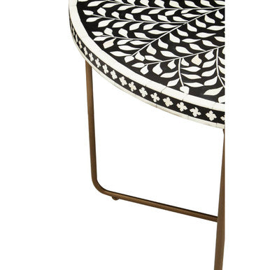 Fusion Black and White Bone Inlay Round Coffee Table