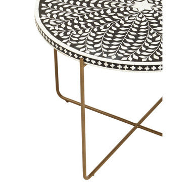 Fusion Black and White Bone Inlay Round Coffee Table