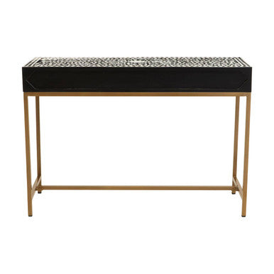 Fusion Black and White Bone Inlay 2 Drawer Console Table
