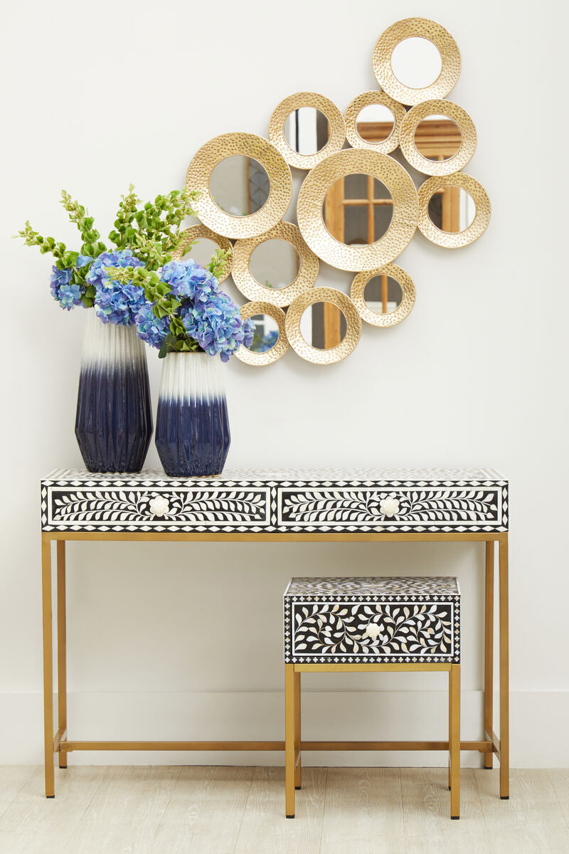 Fusion Black and White Bone Inlay 2 Drawer Console Table