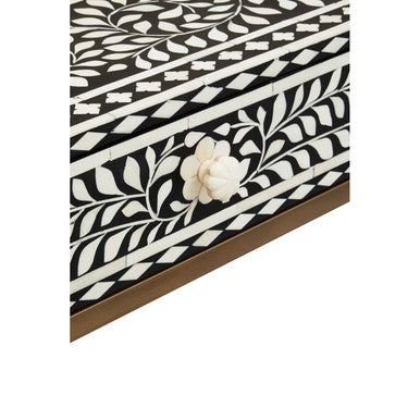 Fusion Black and White Bone Inlay 2 Drawer Console Table