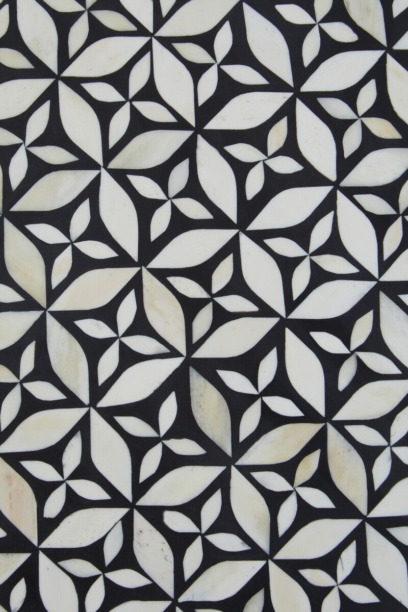 Fusion Black and White Bone Inlay Round Coffee Table with Gold Base