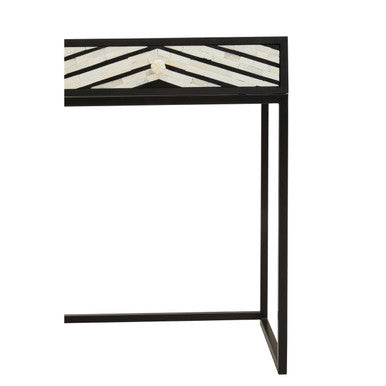 Fusion Black and White Bone Inlay Console Table with 2 Drawers