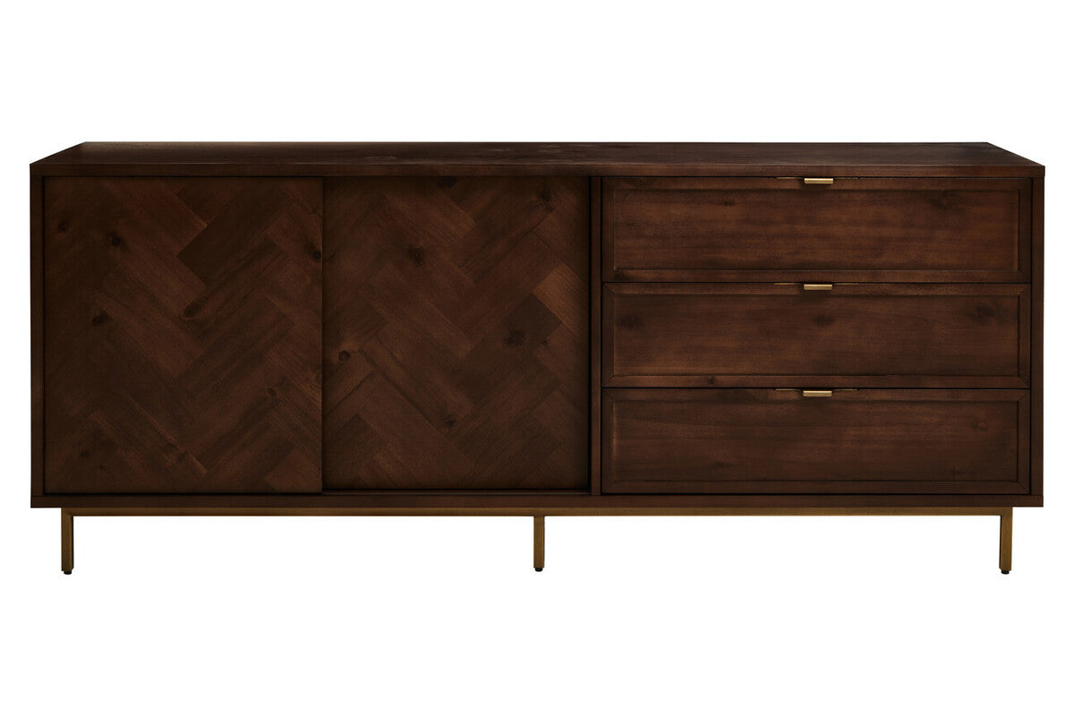 Brando Acacia Veneer Sideboard with Antique Brass Finish Legs