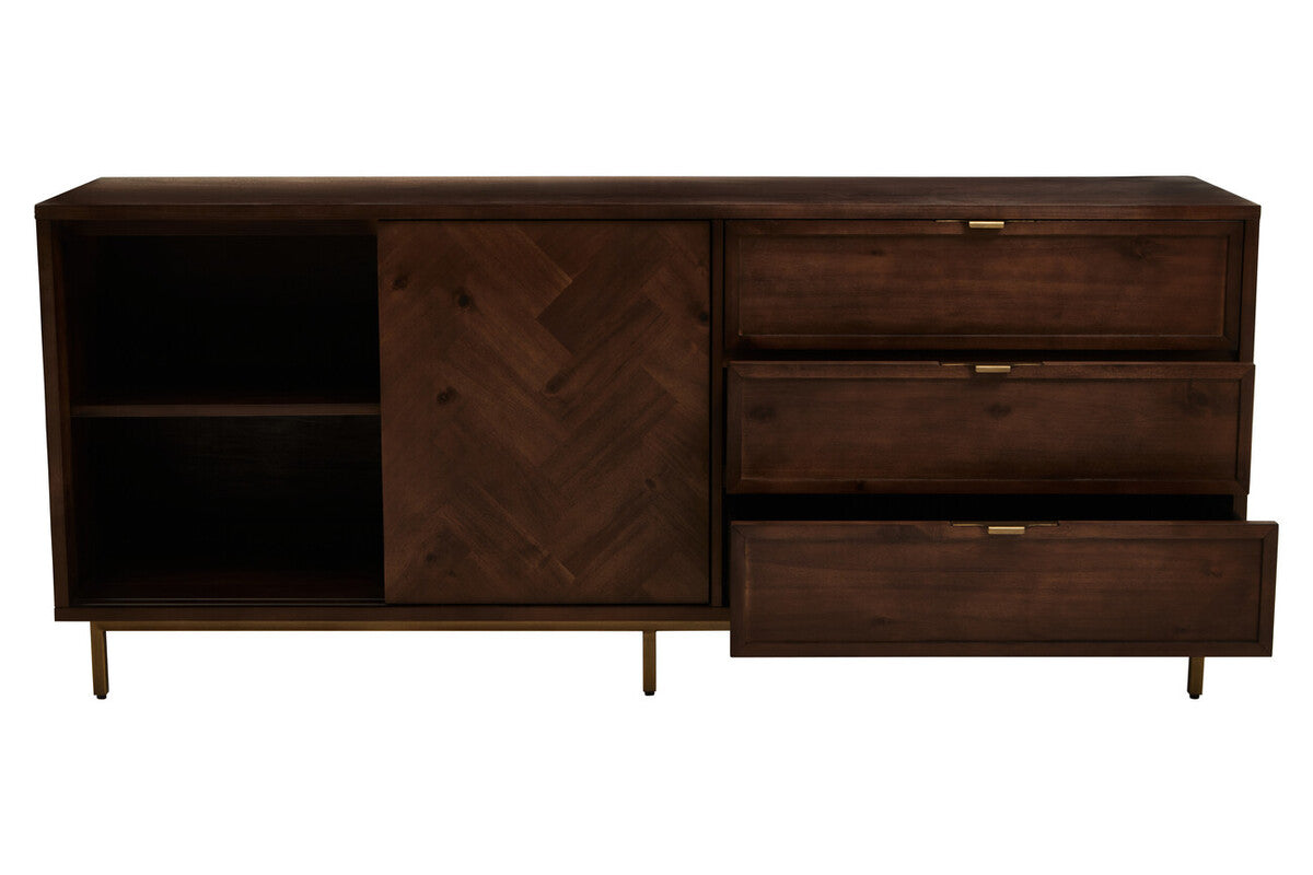 Brando Acacia Veneer Sideboard with Antique Brass Finish Legs