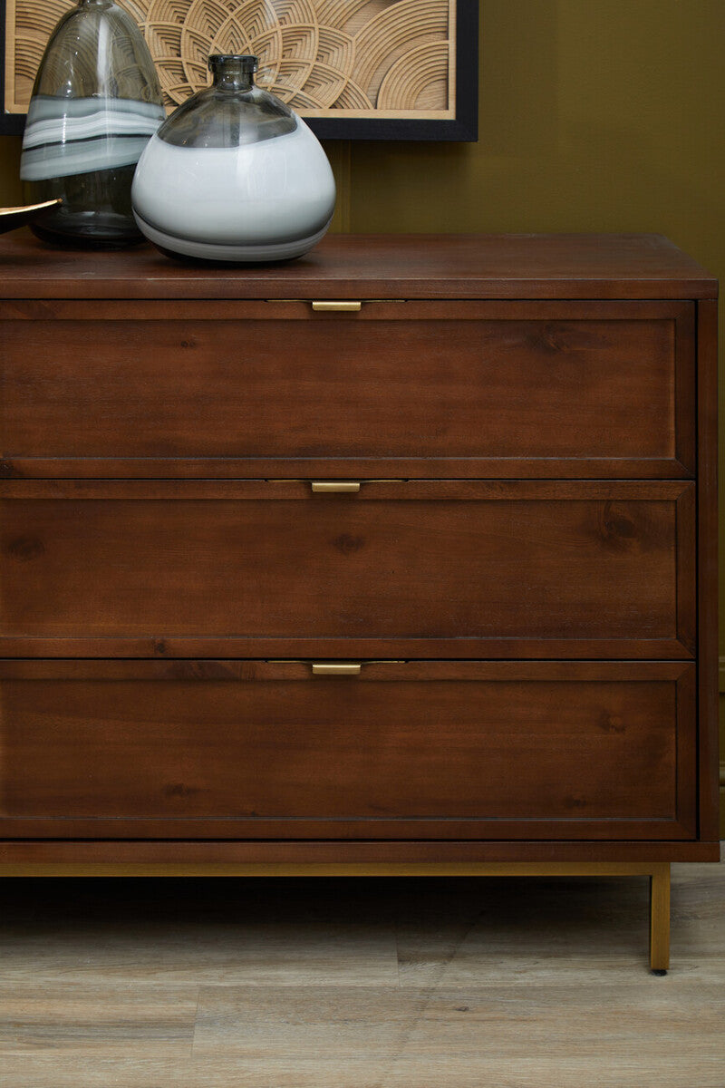 Brando Acacia Veneer Sideboard with Antique Brass Finish Legs