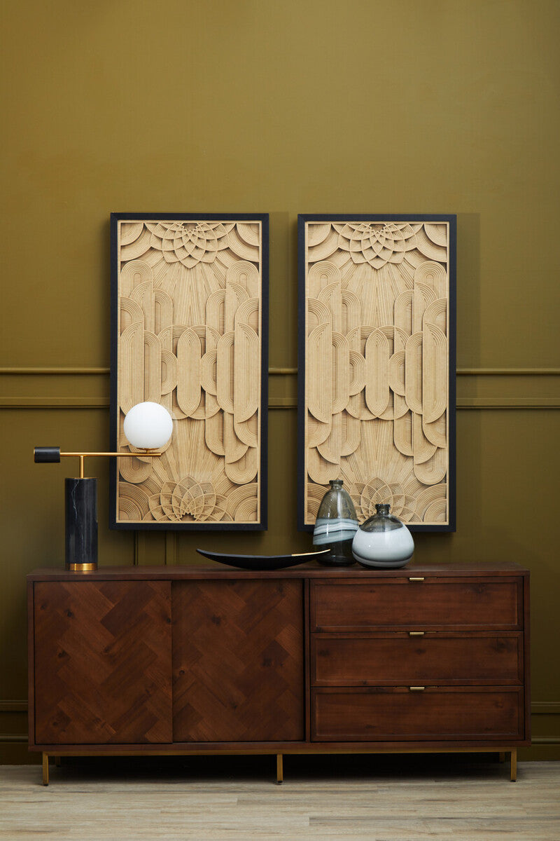 Brando Acacia Veneer Sideboard with Antique Brass Finish Legs